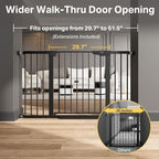 Cumbor 29.7–51.5" Extra Wide Baby Gate for Stairs, Pressure-Mounted Dog Gates for Doorways & Hallways, Auto-Close Walk-Through, No-Trip Design, Child Proof Safety, Dog/Pet Gate for Indoor Use, Black