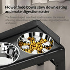 PAKEWAY Elevated Dog Bowls, Spill Proof, Tiltable Pet Feeder with 1 Stainless Steel Bowl &1 Stainless Steel Slow Feeder Bowl, 6 Height Adjustable Raised Bowls Stand for Medium Large Dogs