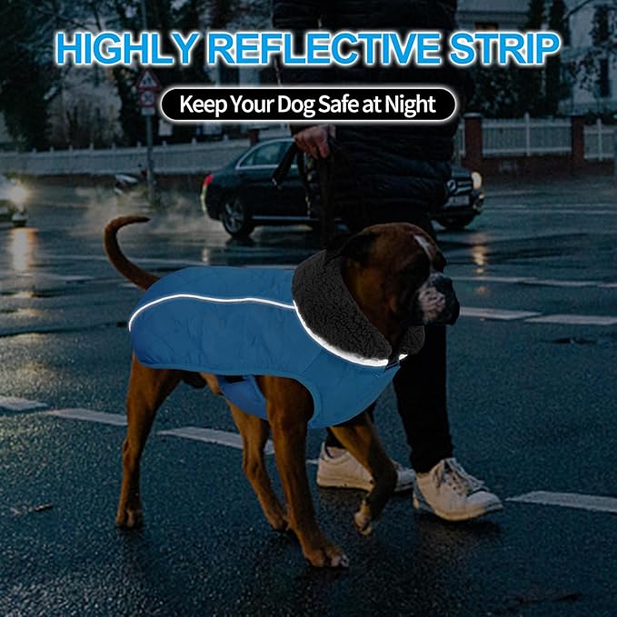 Doglay Dog Coat, Waterproof Dog Jacket Pet Winter Coat for Cold Weather with Thicken Furry Collar, Reflective Puppy Winter Jacket Warm Fleece Lining for Small Medium Large Pets