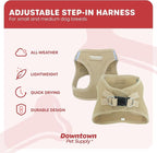 Downtown Pet Supply Step-in Dog Harness – No Pull, Adjustable Padded Mesh with Reflective Trim, Secure Buckle Strap – Comfortable & Breathable Small Dog Harness, Small, Khaki