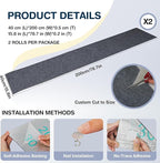 157.5" x 15.8" Cat Scratch Furniteure Protector, Trimmable Self-Adhesive Couch Protector from Cat Claws, Cat Scratching Mat Carpet, DIY Cat Scratch Pads Replacement, 2 Pack (Dark Grey)