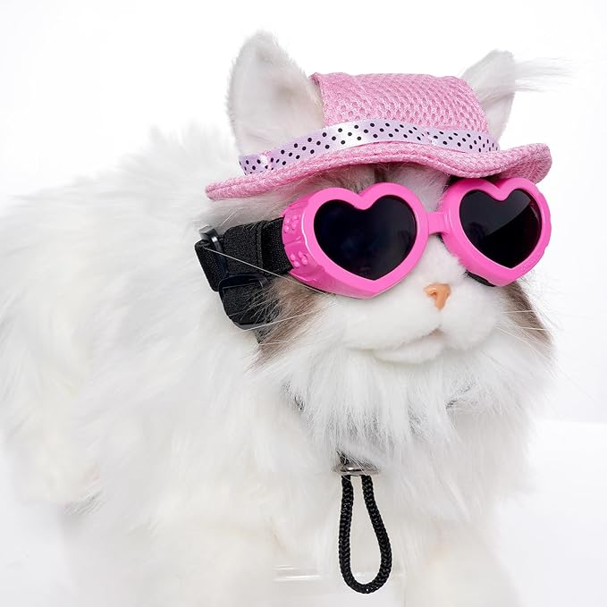 choyaxo Dog Sun Hat Set Including Dog Visor Sunbonnet Outfit with Ear Holes Dogs Sunglasses Baseball Cap for Puppy Small Dogs Outdoor UV Protection