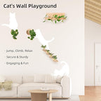 MEOWOOU 3 in 1 Cat Wall Furniture Set, 3 Pack Climbing Shelves Set, Cats Hammock, Wall Climbing Steps, Solid Rubber Wood Wall Shelf Cat Steps and Perches for Sleeping, Climbing, Scratching and Playing