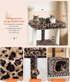 SYANDLVY 27" Cat Tree for Indoor Cats, Activity Tower with Scratching Posts, Modern Kitten Condo with Plush Perch & Hanging Ball for Play, Leopard Print