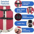 XL Winter Coat for Medium Dogs,Reflective Harness Built in | Turtleneck Dog Snowsuit with Sleeves for Snow Day Keep Warm,Outdoor Activities Water-Repellent & Windproof Jacket(Pink)