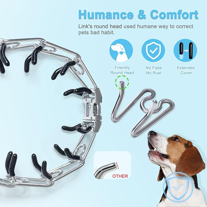 Prong Training Collar for Dogs, Adjustable Dog Training Pinch Collar with Quick Release Buckle, No Pull Collar for Small Medium Large Dogs, Extra Link and Caps (XL (21-26" Neck, 4.0mm))