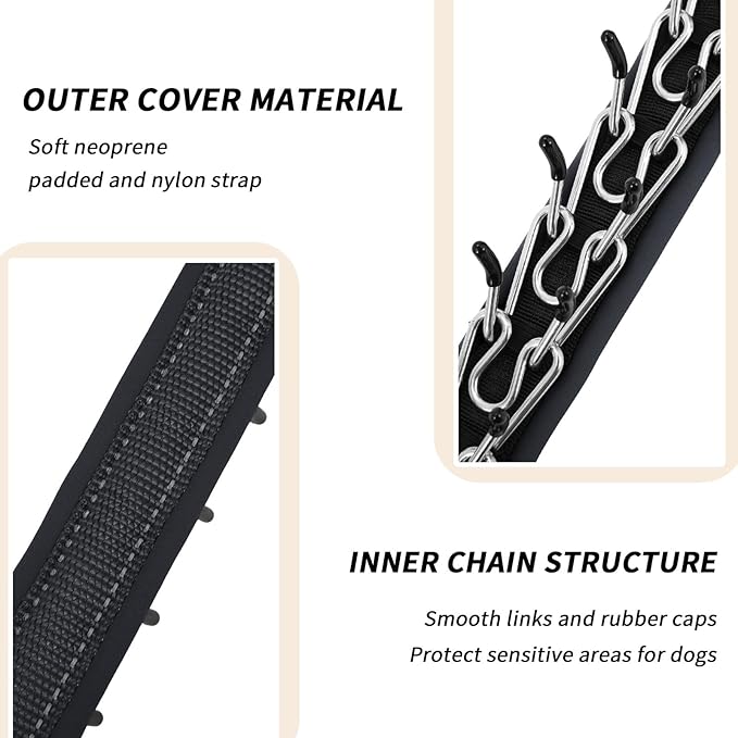 Martingale No Pull Dog Collar for Large Medium Small Dogs, Heavy Duty Nylon Reflective Adjustable Anti Pull Slip Collar with Buckle for Training Walking M Black Black
