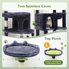 Globlazer Heavy Duty Cat Trees for Large Cats, Sturdy 72in Maine Coon Cat Tree for Large Cats 20 lbs+ Heavy Duty Cat Tower for Adult Biggest Cat with 6 Scratching Posts, Hammock, S72, Dark Gray