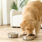 Dog Bowls Durable Heavy Duty Stainless Steel Dog Bowls Non-Slip Basic Bowl for Dogs with Rubber Base (2 Pack, 7 Cups)