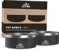 Alpine Set of 2 Stainless Steel Dog Bowls, Non Slip, Metal Pet Bowl for Food and Water, Double Walled Insulated, Rustproof, Dishwasher Safe - Black (AB)