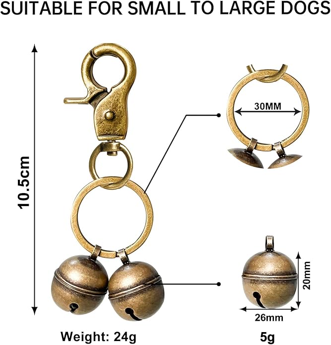 Cat & Dog Collar Bell, Pack of 2, Extra Loud Dog Bell for Pet Tracking & Saving Wildlife, Birds, Durable Iron Split Ring & Lobster Bell Clip (Nickel, 2 Pack)