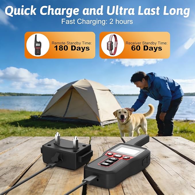 Dog Shock Collar 3280FT Dog Training Collar with Remote IPX7 Waterproof Electric Dog Collar with 4 Training Modes Beep Vibration Static Electricity Flashlight for Small Medium Large Dog