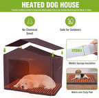 Outdoor Dog House Heated Dog Kennel with Insulated & Heating Pad Large Dog Kenne for Small & Medium & Large Dogs in Winter,All-Around Heavy-Duty Iron Frame