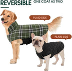 Kuoser Waterproof Dog Coat, Reversible Dog Jacket for Small Dogs, Adjustable Durable Doggie Winter Coat Warm Cozy Puppy Cold Weather Apparel from Small to Large Breed, Green S
