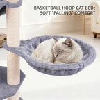 45in Cat Tree Tower with Big Condo for Indoor Cats,Cat Tower with Scratching Post,Scratching Board and Cat Toys,Multi-Level,Small Space,Transformer Cat Tree (Grey+)