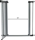 MidWest Homes for Pets 39-Inch High Walk-thru Pressure Mounted Gray Steel Dog Gate, Expands to 38 Inches Wide, No Damage to Walls, Includes 3-inch Extensions, For Small to Medium Pets