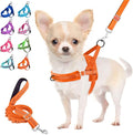 Lukovee No Pull Dog Harness and Leash Set, Soft Padded Small Dog Harness, Neck & Chest Adjustable Reflective Vest Puppy Harness with 4ft Lightweight Anti-Twist Dog Leash for Small Dogs (Orange, XS)