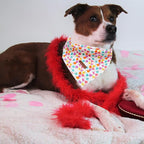Elegant little tail Dog Bandana, Valentine's Day 1PC Washable Dog Scarf Female or Male Square Bib Kerchief Scarf Adjustable Pet Bandana for Medium Large Dogs