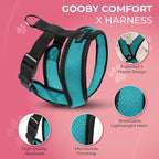 Gooby Comfort X Head in Harness - Turquoise, Small - No Pull Dog Harness with Patented Choke-Free X Frame for Small to Medium Dogs Indoor/Outdoor Use