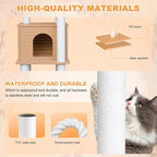 63 Inches Tall Cat Tree for Outdoor and Indoor Cats, Weatherproof Large Cat Condo with Scratching Posts