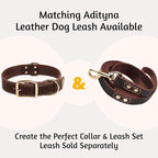 ADITYNA Heavy Duty Leather Dog Collar - Soft and Strong Leather Collar for Large Breeds (Large: Fit 17" - 23" Neck, Brown - Gold Colored Buckle)