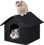 Outdoor Cat House Cat House for Outdoor and Indoor Use - Waterproof Shelter for Cats, Dogs, and Feral Animals (Black cat House, Medium)