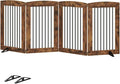 HOOBRO Indoor Dog Gate with Support Feet, 31.5 Inch 4 Panels, Freestanding Pet Gate for Doorway, Stairs, Folding Dog Fence, 360° Hinge for Easy Access, Sturdy Iron Pipe, Rustic Brown BF64PP03