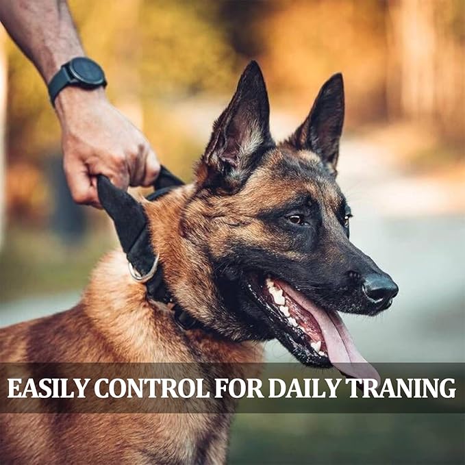 COOYOO Dog Collar,3 Piece Set Tactical Dog Collars, Adjustable Military Training Nylon Dog Collar with Control Handle and Heavy Metal Buckle for Medium and Large Dogs