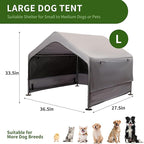 Summertrail Dog House Outside, Dog Tent Outdoor, Dog Shade Shelter Doghouse Canopy with Three-Sided Breathable Mesh Windows, Gray Sun Rain Cover for Pet Cat Livestock（Large Size）