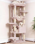 Heybly Cat Tree for Large Cats 20lbs Heavy Duty,60 inches XXL Cat Tower for Indoor Cats, Multi-Level Furniture Condo with Big Padded Plush Perch, Cozy Basket, Muchroom HCT050MU