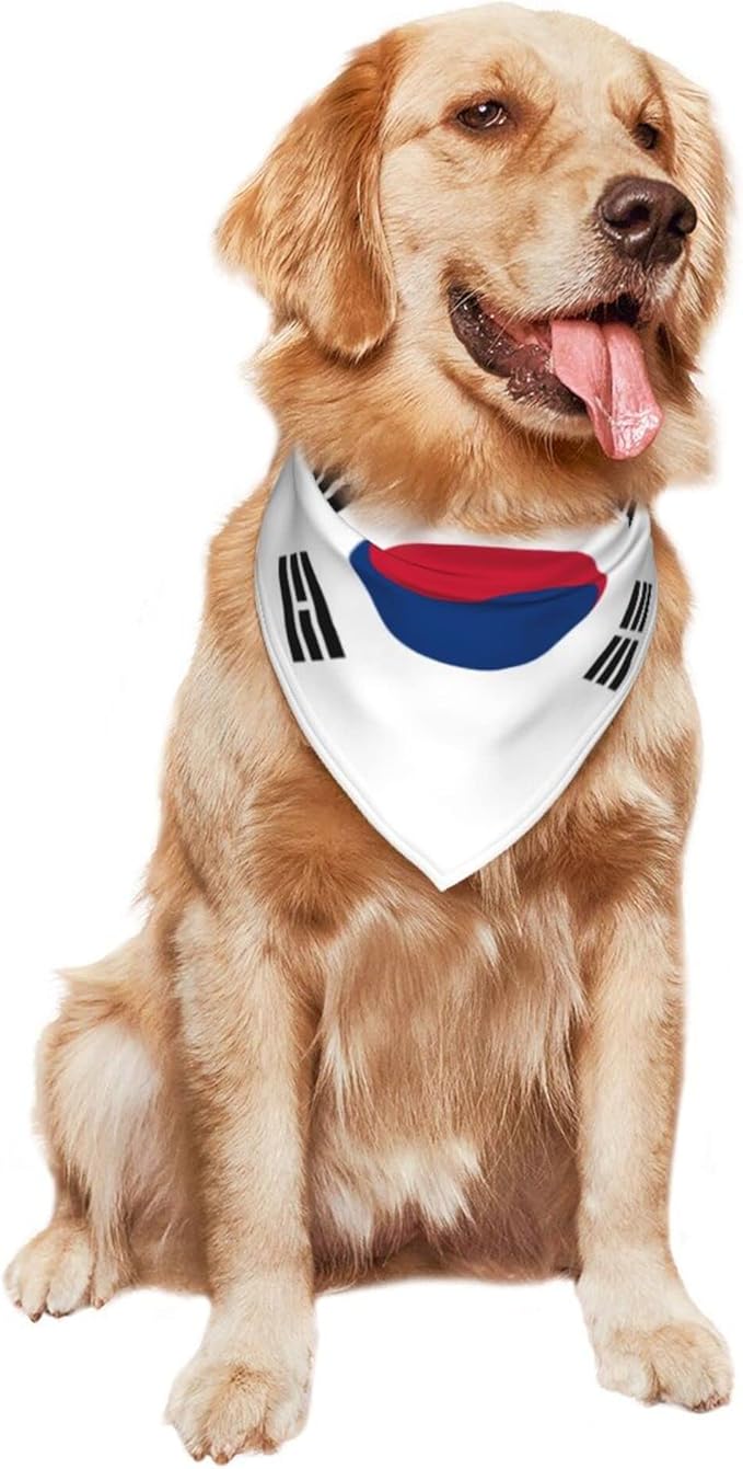 Dog Bandanas The South Korean Flag Pet Bandana Scarf Triangle Bibs Kerchief Accessories for Dogs Cats