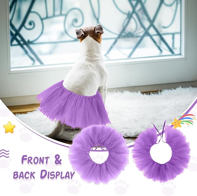 Dog Tutu Tulle Tutu for Dogs Small Large Medium Puppy Dress Ballerina Costume Skirt for Holiday Puppy Cats Bunny Pet Outfit Birthday Wedding Party Photo Prop Supplies(Purple)