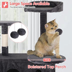 70in Cat Tree Cat Climbing Tower with Scratching Post, Cats House Perch Kitten Tree Condo Wood Playhouse, Pet Trees Tower for Indoor Cats, Dark Gray