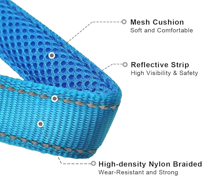 Reflective Slip Dog Collar, Loop Dog Collar for 44-75 lbs Dogs Nylon Collars with Soft Padded for Pet Training– Teal 1" W x 22" L (Fits Neck 15.7"-19.7")