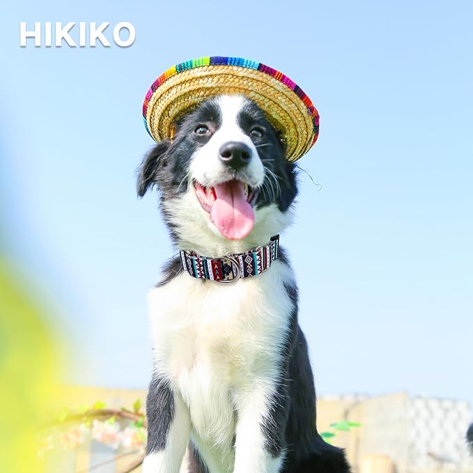 Hikiko Martingale Collar for Dogs with Bohemia Tribal Pattern Soft Nylon Strong Dog Collars for Small Medium Large Dogs Walking Training (Tribal,Small)