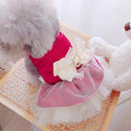 ANIAC Retro Dog Tulle Dress with Leash Ring Spring Summer Girl Puppy Clothes for Small Dog Cat Apparel Formal Pet Prom Dress for Christmas Wedding Birthday Valentines (Red, X-Small)