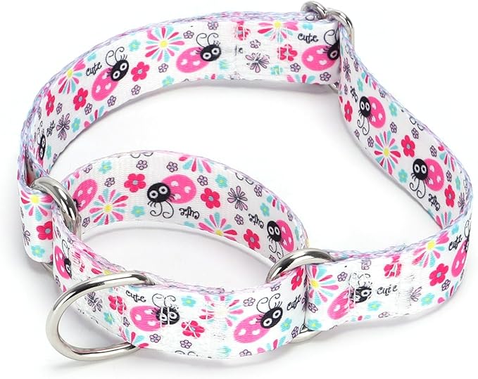 Serijoars Adjustable Martingale Dog Collar Heavy Duty Nylon Dog Collar for Medium Large Dogs Walking Training Boy and Girl Dogs (NO8, M)
