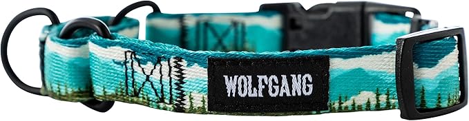 Wolfgang Heavy Duty Martingale Dog Collar with Quick Release Nylon Buckle for Walking & Training, GreatEscape Print, Medium