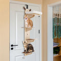 Door Hanging Cat Tree, 4 Tier Cat Tree Door Mounted Vertical Cat Climbing Scratching Frame Space-Saving Cats Shelf Multi Level Cats Ladder for Indoor 59" H X 9.8” W (with Cat Nest)