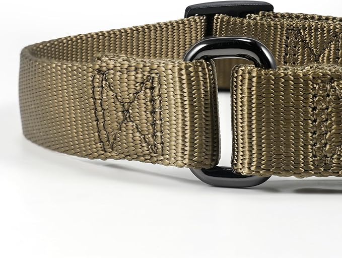 Premium Nylon Adjustable Escape-Proof Martingale Dog Collars,Soft and Durable Heavy Duty D-Ring for Large Active Dogs Walking,Training,etc... (Military Green, Large)