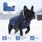 Fleece Hoodie, Windproof Waterproof Coat, Winter Warm Jacket, Cold Weather Pet Apparel Clothes Vest for Small Medium Large Dogs (2XL, Blue)