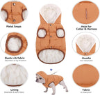 Dog Fleece Hoodie, Windproof Waterproof Dog Coat, Winter Warm DogsJacket, Cold Weather Pet Apparel Clothes Vest for Large Khaki, XXXL
