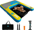 Beyond Marina Dog Pool Ramp - Inflatable Dog Water & Boat Ramp for Lake, Floating Pontoon Dock Ladder with Non-Slip EVA, PUP ON Standard, Extra Large 47" x 39" x 6", Blue/Yellow, Supports 200 lbs