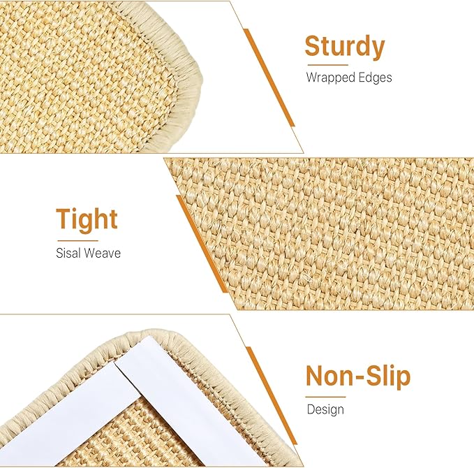 5 Pcs Cat Scratcher Mat, 15.7X 8 Inch Sisal Cat Scratching Pad with Adhesive Loop Tape, Natural Scratch Pad Rug for Cat Grinding Claws Nails Furniture Protector for Sofa Chair Couch