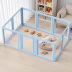 DIY Clear Acrylic Dog Playpen House,Quick Easy Assembly and Disassembly,Strong Floor Suction,Indoor and Outdoor Use,Easy Cleansing Puppy Fence (Sky Blue, 30.3" H, 10PCS)