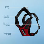 Voyager Step-in Pet Harness - All Weather Mesh, Adjustable Step in Harness for Cats and Dogs by Best Pet Supplies - Red/Black Trim, XS