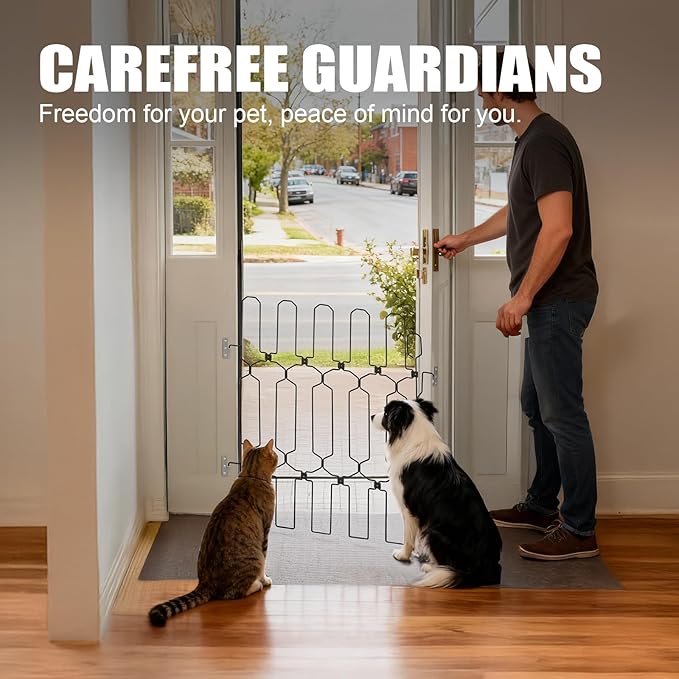 Retractable Dog Gate for Front Door, 35" Safety Metal Pet Gate for Dogs When Opening, Easy Install Front Entry Dog Door Barrier