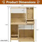 2-in-1 Modern Cat Tree Tower for Large Cats,Wooden Cat Tower with Litter Box Enclosure and Bookshelf/Storage Cabinet/Hidden Bed for Living Room Or Bedroom (Natural, 31.4")
