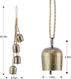 Christmas Bells,Vuskly Gold Bells Metal Hanging Bells with Jute Rope Christmas Bells for Decoration Vintage Ideal for Christmas Tree, Wreath,Party, Wedding Decorations1.6W x 20H
