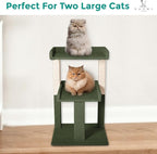 Lulu Large Cat Tree Tower with 2 Spacious Platforms, Sturdy Multi-Cat Condo with Sisal Scratching Posts, Stable Anti-Tip Design for Indoor Cats